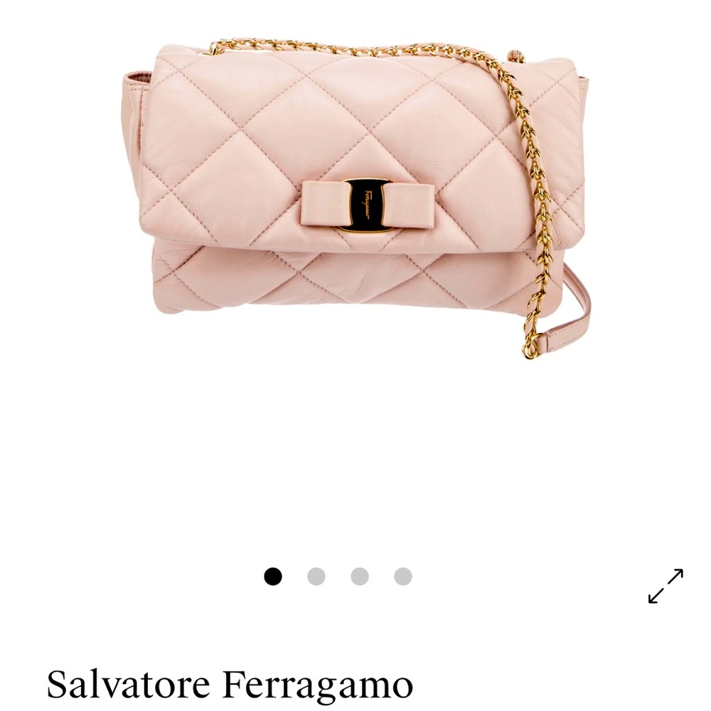 USED well loved $1300 Salvatore Ferragamo quilted pink leather crossbody